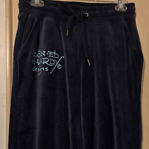 Ed Hardy Dark Blue Velour Pants